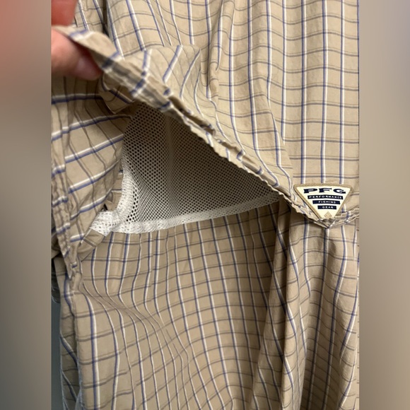 Columbia PFG Men's Vented Fishing Lightweight Beige Plaid Shirt Size 2XL XXL - Picture 6 of 8